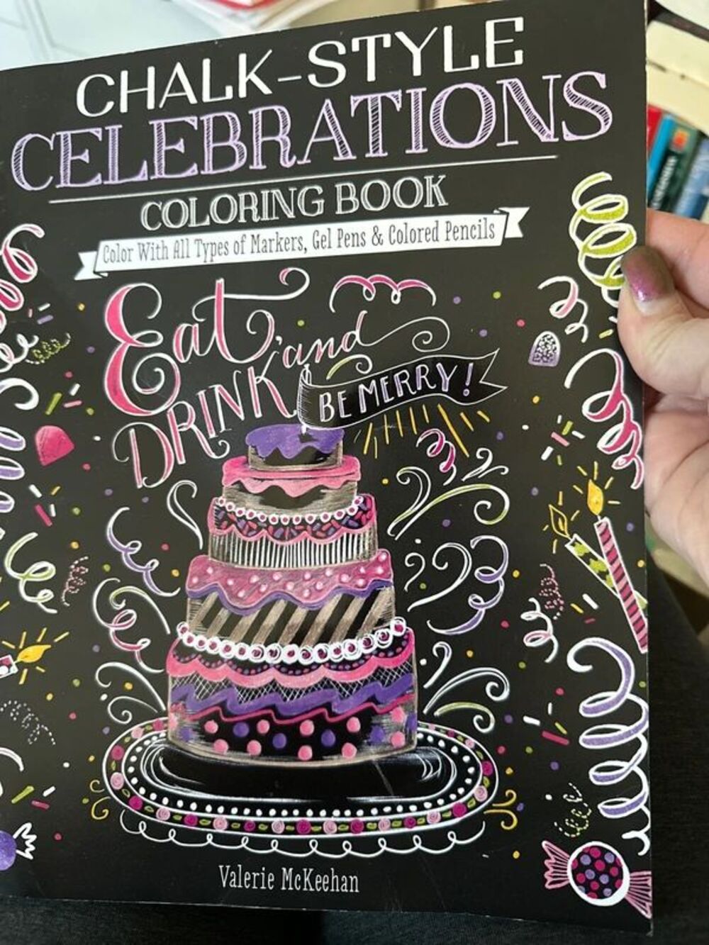 Chalk style celebrations coloring book brand new